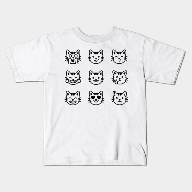 Cat Faces Kids T-Shirt by Horisondesignz